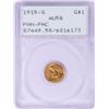 Image 1 : 1915-S $1 Pan Pac Commemorative Gold Dollar Coin PCGS AU58 Green Rattler Holder