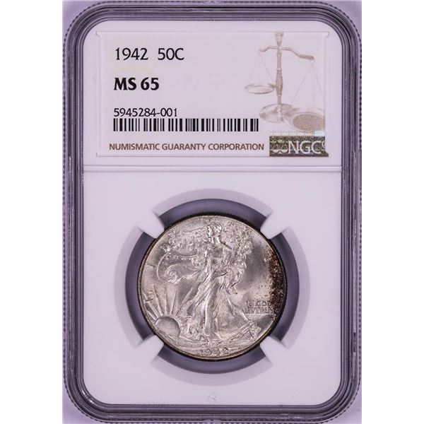 1942 Walking Liberty Half Dollar Coin NGC MS65