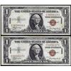 Image 1 : Lot of (2) Consecutive 1935A $1 Hawaii WWII Emergency Issue Silver Certificate Notes