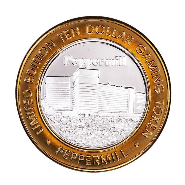 .999 Silver Peppermill Hotel Casino Reno, NV $10 Casino Limited Edition Gaming Token