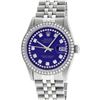 Image 2 : Rolex Men's Stainless Steel Blue String Diamond Oyster Perpetual Datejust Wristwatch