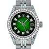Image 1 : Rolex Ladies Stainless Steel Green Vignette Diamond & Datejust Wristwatch