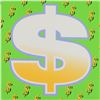 Image 2 : Steve Kaufman (1960-2010) "Dollar Sign (Green Bold)" Original Serigraph on Canvas