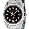 Rolex Men's Stainless Steel 36MM Black Diamond Datejust Watch