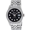 Image 3 : Rolex Men's Stainless Steel Black Diamond Oyster Perpetual Datejust Wristwatch