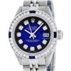 Image 1 : Rolex Ladies Stainless Steel Blue Vignette Diamond & Sapphire Datejust Wristwatch