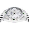 Image 9 : Rolex Men's Stainless Steel Silver MOP Diamond & Emerald Datejust Wristwatch