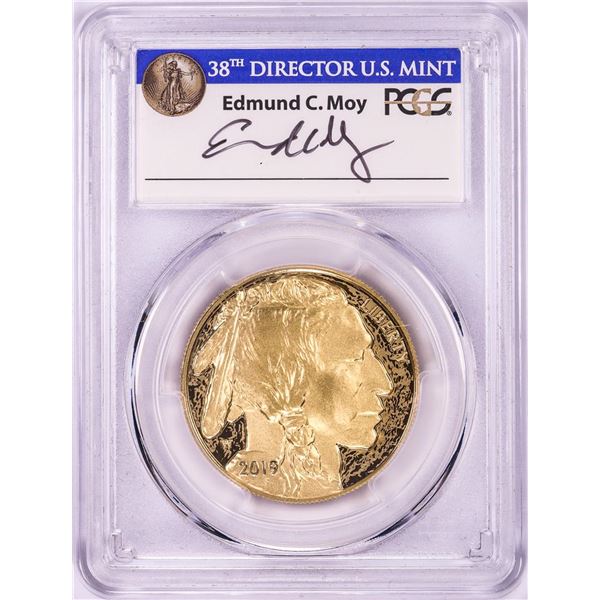 2019-W $50 Proof American Buffalo Gold Coin PCGS PR70DCAM FDOI Edmund Moy Signature