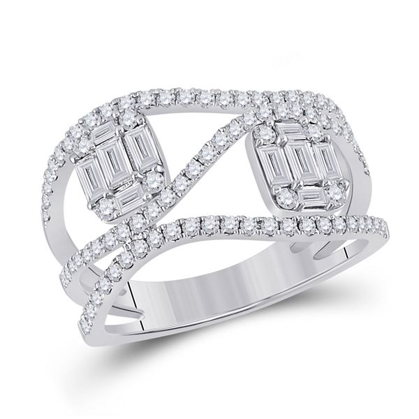 Baguette Diamond Fashion Ring 1 Cttw 14kt White Gold