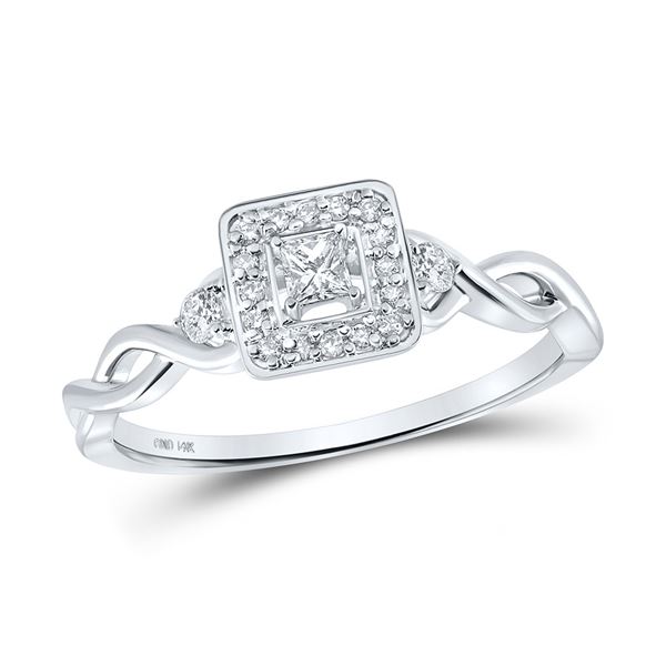 Princess Diamond Square Promise Ring 1/5 Cttw 14kt White Gold