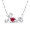 Image 1 : Heart Lab-Created Ruby Heart Necklace 1/2 Cttw Sterling Silver