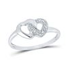 Image 1 : Diamond Double Linked Heart Ring 1/20 Cttw Sterling Silver