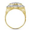 Image 2 : Mens Diamond Circle Cluster Ring 1/4 Cttw 10kt Yellow Gold