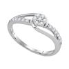 Image 1 : Diamond Flower Cluster Slender Ring 1/4 Cttw 10kt White Gold