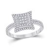 Image 1 : Diamond Square Ring 1/2 Cttw 10kt White Gold