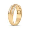Image 4 : Mens Diamond Wedding Textured Band Ring 1/3 Cttw 14kt Yellow Gold