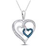 Image 1 : Blue Color Enhanced Diamond Heart Pendant 1/10 Cttw Sterling Silver