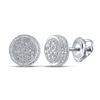 Image 1 : Sterling Silver Mens Diamond Disk Circle Earrings 1/10 Cttw Sterling Silver