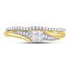 Image 2 : Princess Diamond Cluster Bridal Wedding Ring Band Set 1/3 Cttw 14kt Yellow Gold