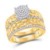 Image 2 : His Hers Diamond Nugget Cluster Matching Wedding Set 3/8 Cttw 10kt Yellow Gold