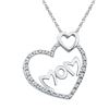 Image 1 : Diamond Mom Mother Double Heart Pendant 1/10 Cttw Sterling Silver