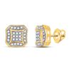 Image 1 : Mens Diamond Square Cluster Earrings 1/6 Cttw 10kt Yellow Gold
