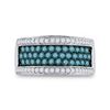 Image 2 : Blue Color Enhanced Diamond Band Ring 1 Cttw 10kt White Gold