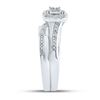 Image 4 : His Hers Diamond Cluster Matching Wedding Set 1/12 Cttw 10kt White Gold