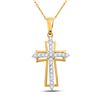 Image 1 : Diamond Cross Outline Religious Pendant 1/4 Cttw 10kt Yellow Gold