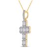 Image 2 : Mens Baguette Diamond Cross Charm Pendant 1-7/8 Cttw 10kt Yellow Gold