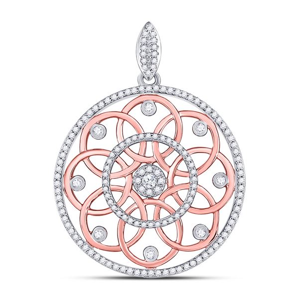 Diamond Circle Pendant 1/2 Cttw 10kt Two-tone Gold