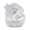 Image 1 : His Hers Diamond Solitaire Matching Wedding Set 1 Cttw 10kt White Gold