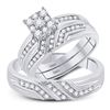 Image 1 : His Hers Diamond Solitaire Matching Wedding Set 3/8 Cttw 10kt White Gold