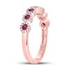 Image 3 : Ruby Halo Stackable Band Ring 1/2 Cttw 10kt Rose Gold