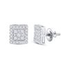 Image 1 : Diamond Square Cluster Stud Earrings 1/2 Cttw 10kt White Gold