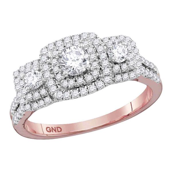 Diamond 3-stone Bridal Wedding Engagement Ring 1 Cttw 14kt Rose Gold