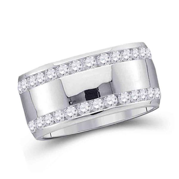 Channel-set Diamond Double Row Wedding Band 1/2 Cttw 14kt White Gold