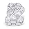 Image 1 : His Hers Diamond Cluster Matching Wedding Set 1 Cttw 14kt White Gold