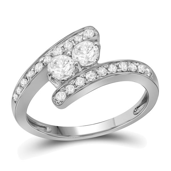 Diamond 2-stone Bridal Wedding Engagement Ring 3/4 Cttw 10kt White Gold