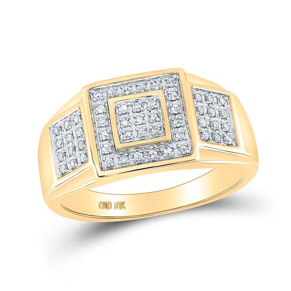 Mens Diamond Square Ring 1/4 Cttw 10kt Yellow Gold