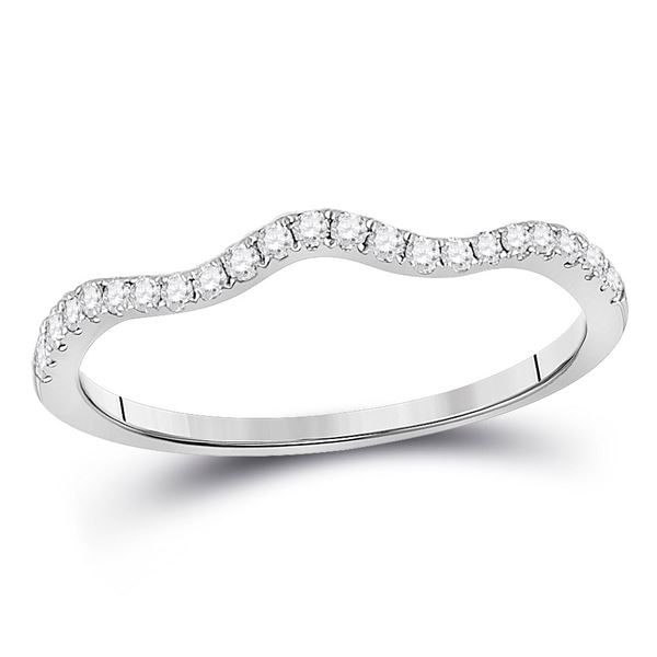 Diamond Contoured Stackable Band Ring 1/5 Cttw 10kt White Gold