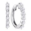 Image 1 : Pave-set Diamond Hoop Earrings 1/4 Cttw 14kt White Gold