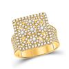 Image 1 : Mens Diamond Square Cluster Ring 2 Cttw 14kt Yellow Gold