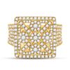 Image 2 : Mens Diamond Square Cluster Ring 2 Cttw 14kt Yellow Gold
