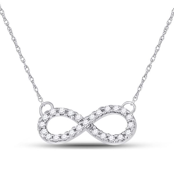 Diamond Infinity Pendant Necklace 1/5 Cttw 10kt White Gold