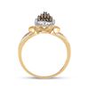 Image 3 : Brown Diamond Cluster Ring 1/5 Cttw 10kt Yellow Gold