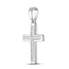 Image 2 : Princess Diamond Cross Pendant 1/10 Cttw 10kt White Gold