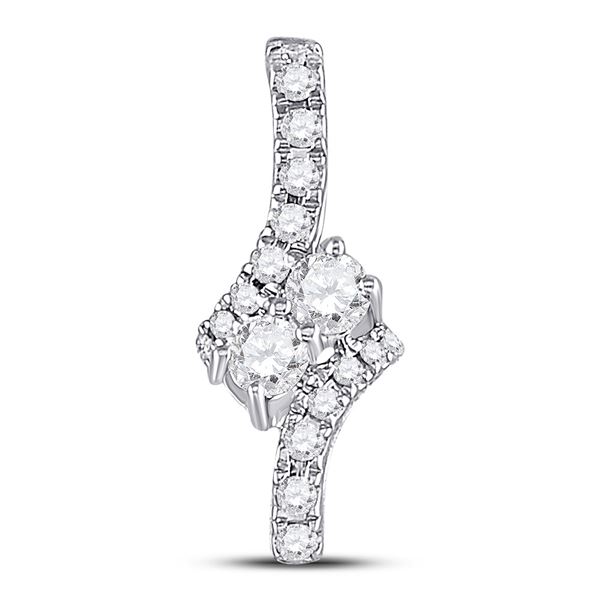 Diamond Bypass 2-stone Pendant 1/4 Cttw 14kt White Gold