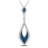 Image 1 : Blue Color Enhanced Diamond Oval Pendant 1/5 Cttw 10kt White Gold