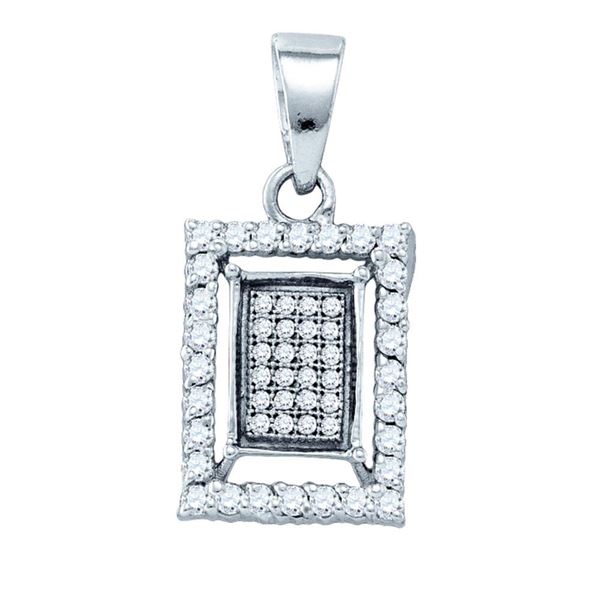 Diamond Rectangle Frame Cluster Pendant 3/8 Cttw Sterling Silver